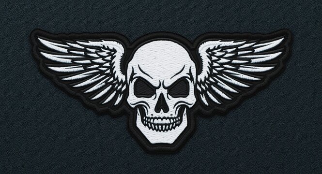 Skull with Wings Emblem on Dark Background