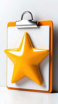 Yellow star on clipboard. Customer feedback rating concept.