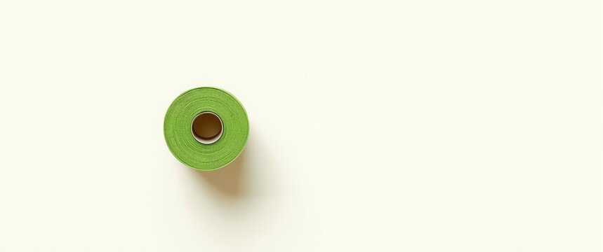Green Adhesive Tape Roll Isolated on White Background
