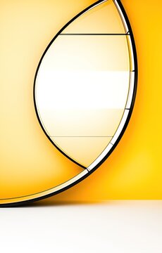 Modern round mirror. Minimalist interior decor.