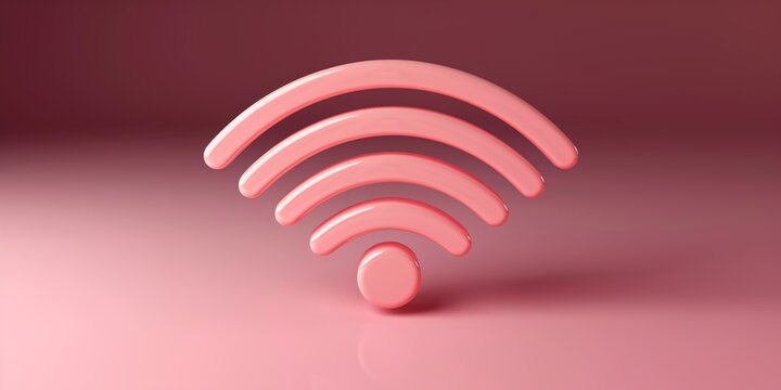 Pink wifi icon. Wireless internet connection symbol.