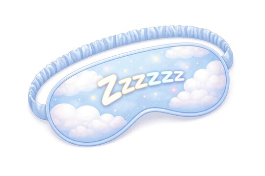Sleep Mask with Cloud Design and Zzz Text on Light Blue Background