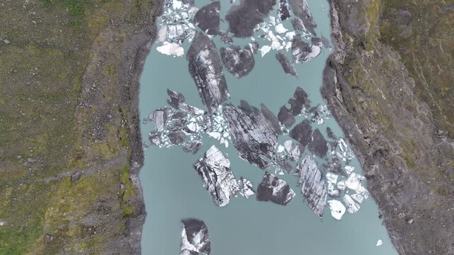 Aerial view of Austerdalsbreen glacier tongue, part of Jostedalsbreen in Norway