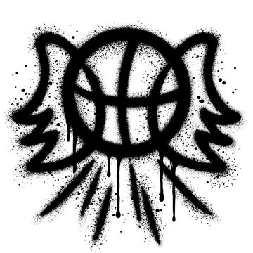 Spray Painted Graffiti basketball icon  Sprayed isolated with a white background.