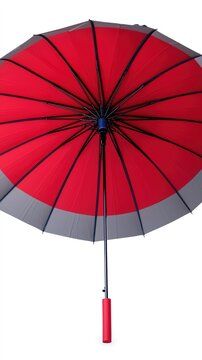 Red umbrella isolated. Open rain accessory on white background.