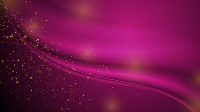 Purple shiny wavy background with sparkling golden dots and particles. Concept luxury motion design. Video animation Ultra HD 4K 3840x2160