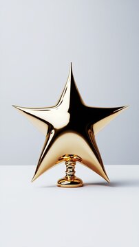 Golden star decoration. Shiny metallic holiday ornament.