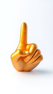 Gold foam finger. Number one hand sign.