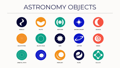 Minimalist Icons of Astronomy Objects for Space Education © Balmond
