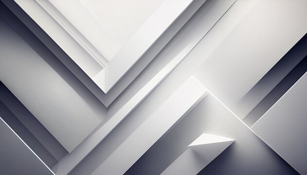 geometric abstract design with clean white angled planes and subtle shadows