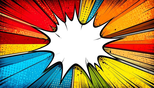 Explosion Comic Book Style Background with Blank Speech Bubble.