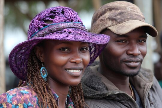 African couple smiling, showing togetherness and authenticity outdoors