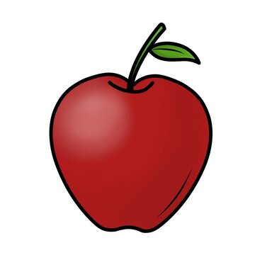 Single red apple isolated on white background.