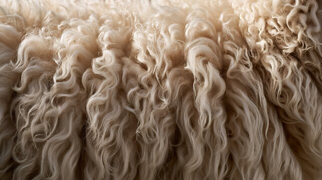 Close up view of natural curly sheep wool texture.