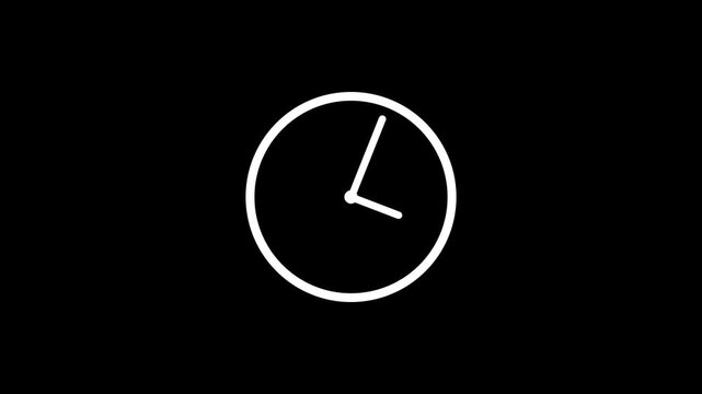 4K White Reverse Clock Animation with Counterclockwise Moving Hands Representing Time Reversal, Time Travel, Rewind, Past Concept and Countdown for Motion Graphics