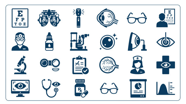 Ophthalmology and Vision Care Icons Set