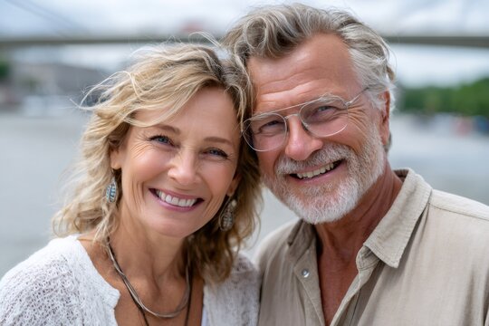 Mature couple smiling at camera showing their bond and happiness