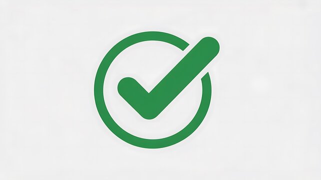 Checkmark icon displayed in a green circle represents a positive confirmation or completed task.