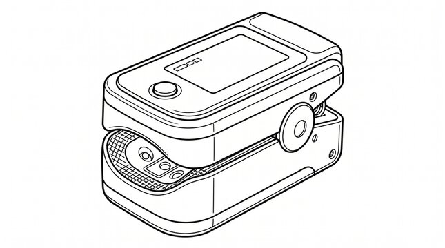 Digital pulse oximeter device. Portable medical sensor for blood oxygen level monitoring.