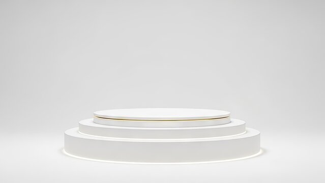 Minimalist white circular pedestal for product display