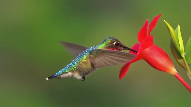 花の蜜を吸うハチドリ シームレスループ動画背景 16:9 4K
