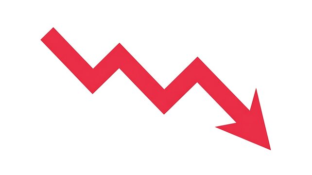 Arrow pointing downward indicates a decline in financial growth or a negative trend in business.