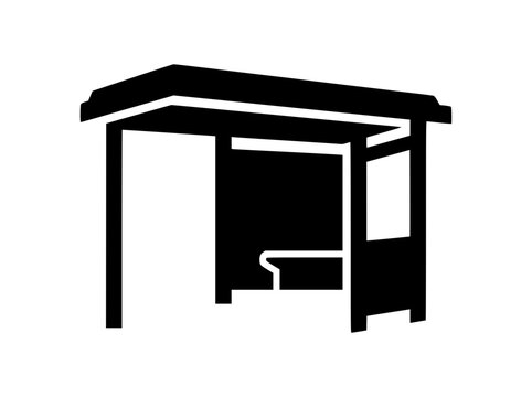 Bus Stop Shelter Silhouette Icon Vector Illustration