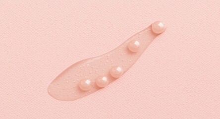 Fototapeta premium Serum Gel Texture with Pearls on Soft Pink Background