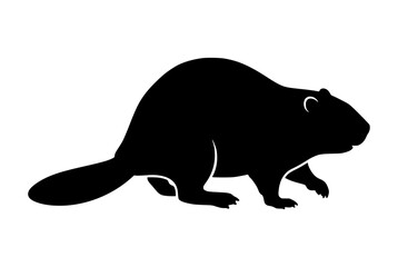 Fototapeta premium Beaver silhouette isolated on white background
