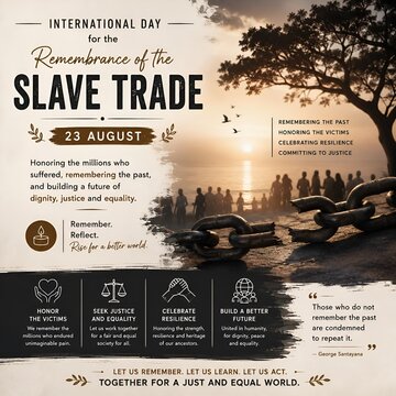 International day for the remembrance of the slave trade memorial poster and social awareness template with remembrance equality template awareness