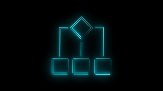 Glowing Neon Workflow Process Animation Illustrating Digital Business Efficiency Technical Decision System Hierarchy Structural Flowchart Diagram Graphic Element

