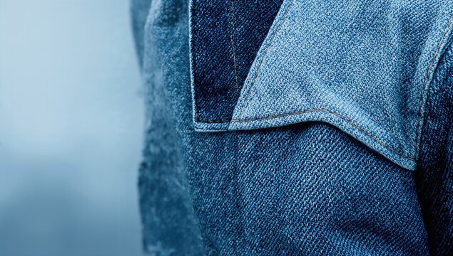 Denim Jacket Detail in Blue Tones with Soft Focus Background