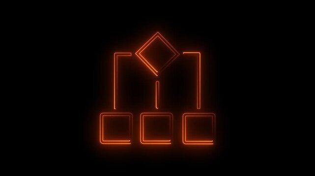 Glowing Neon Workflow Process Animation Illustrating Digital Business Efficiency Technical Decision System Hierarchy Structural Flowchart Diagram Graphic Element

