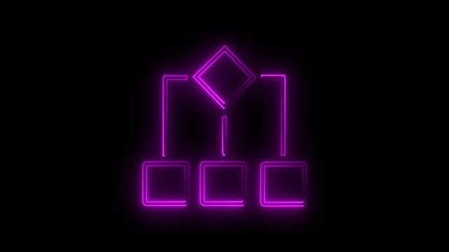 Glowing Neon Workflow Process Animation Illustrating Digital Business Efficiency Technical Decision System Hierarchy Structural Flowchart Diagram Graphic Element
