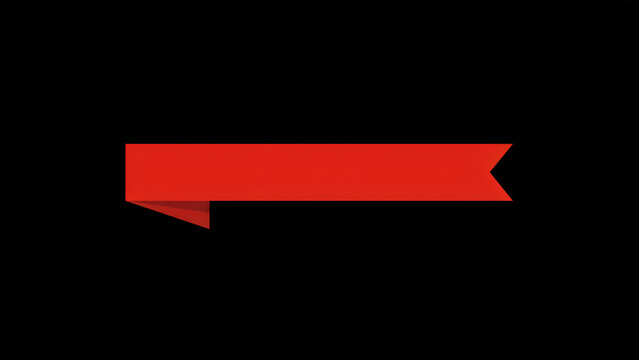 Red Ribbon Banner for Titles and Promotions on Black Background with Copy Space