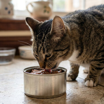 cat eating food