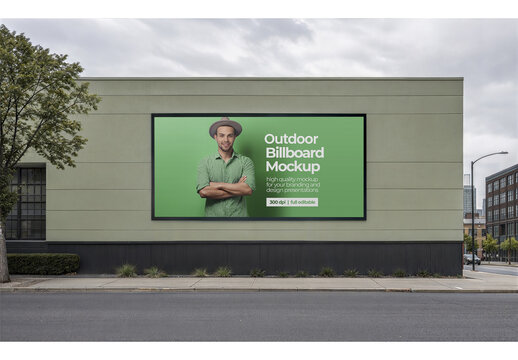 Outdoor Billboard Mockup Template for Poster Design and Visual Campaign