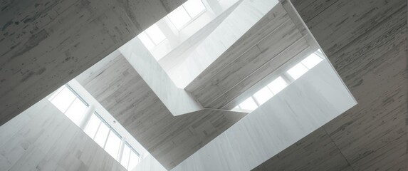Fototapeta premium Modern Architectural Staircase with Natural Light Filtering Through Windows