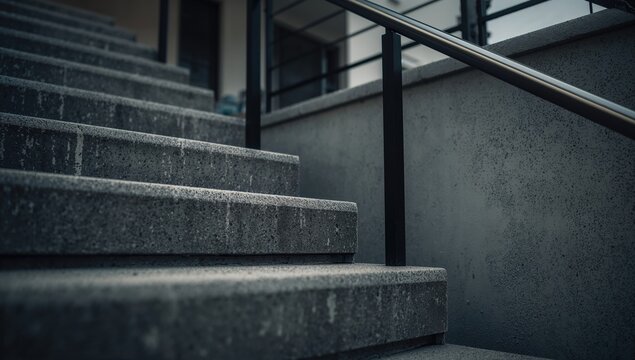 Concrete Staircase Leading Upwards with a Moody Atmosphere