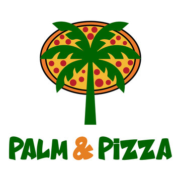 Palm & Pizza Logo Vector Tropical Restaurant Branding