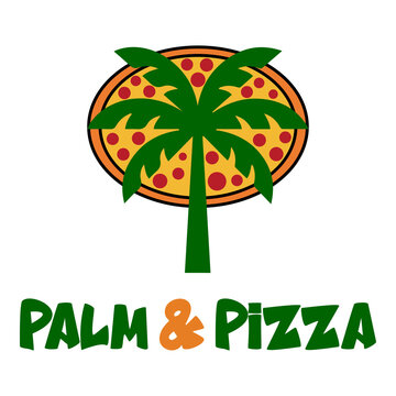 Palm & Pizza Logo Vector Tropical Restaurant Branding