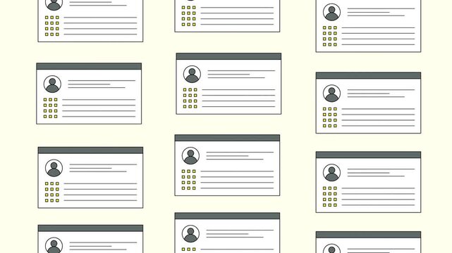 Grid of User Profile Cards Database System 2D Animation