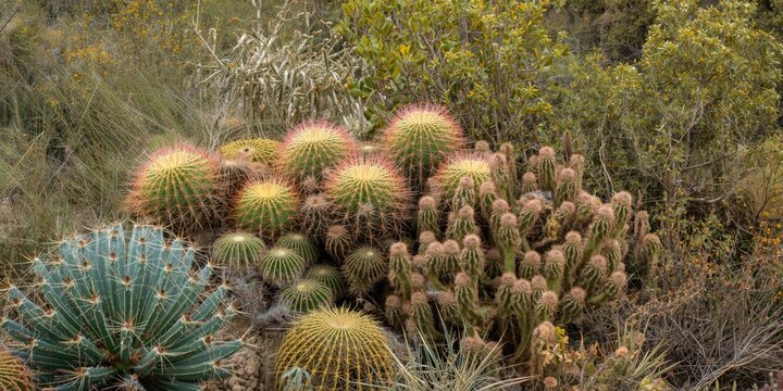 Various Cacti and Succulents in a Desert Landscape During Daytime