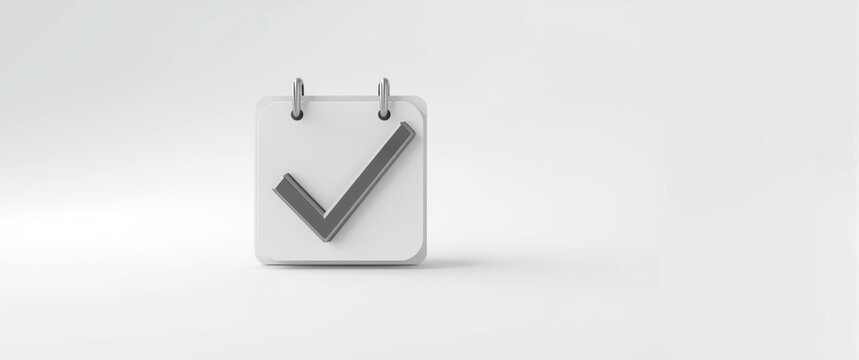 Checked Calendar Icon with Gray Checkmark on Minimal Background