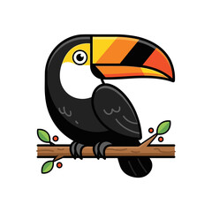 Toucan Sitting on Branch Illustration © Renato