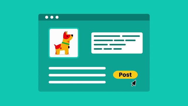 Online Pet Adoption Social Post Interface 2D Animation