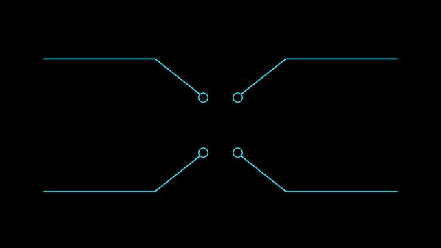 Network Connection idea. Hub, Social Network Isolated Flat Line Icon. Glowing Data Cables Transferring Information. Animation of data transfer concept.