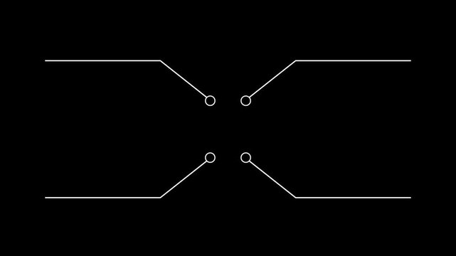 Network Connection idea. Hub, Social Network Isolated Flat Line Icon. Glowing Data Cables Transferring Information. Animation of data transfer concept.