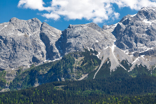 Zugspitze mountain peak, Alps, Bavaria, Germany. Alpine landscape