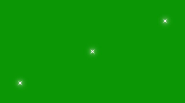 Smooth Light Trail Motion Twinkle Animation 4K green Screen Festive Background, Glittering Cartoon Blinking White Stars, Shiny Glowing Bursts, Retro Vector Doodle Sparkle Seamless Loop